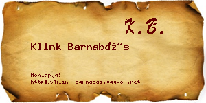 Klink Barnabás névjegykártya