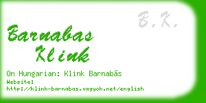 barnabas klink business card